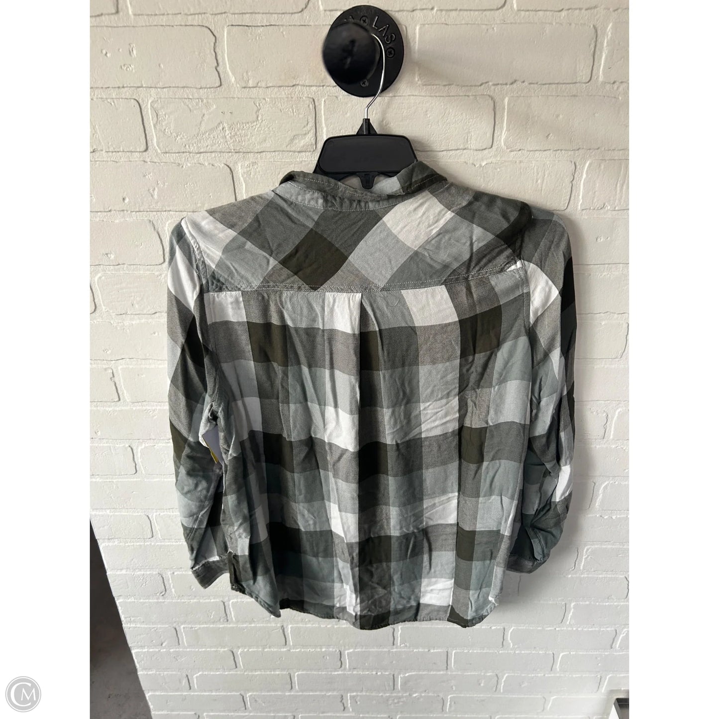 Top Long Sleeve By Terra & Sky In Green & White, Size: Xl