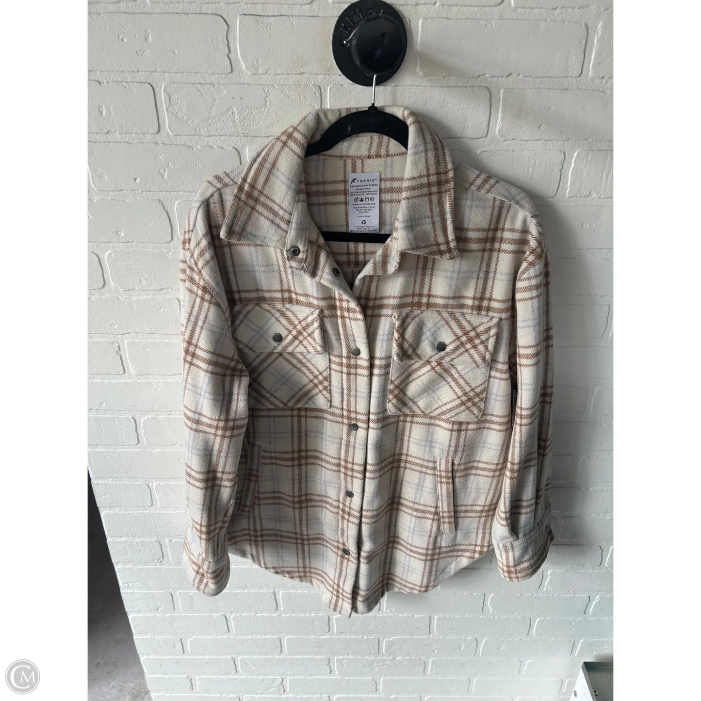 Jacket Shirt By Clothes Mentor In Cream & Tan, Size: Xs