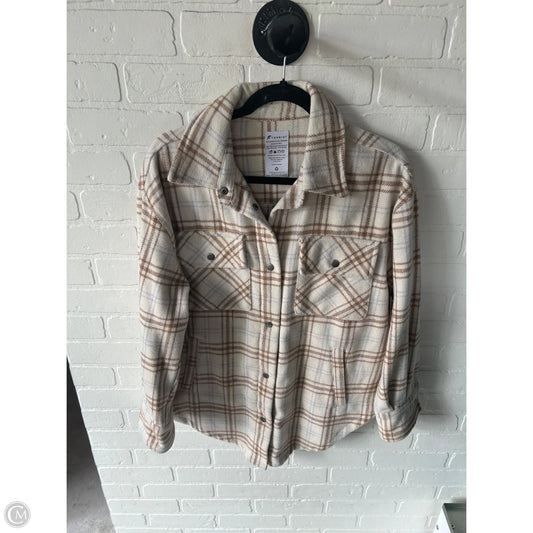 Jacket Shirt By Clothes Mentor In Cream & Tan, Size: Xs