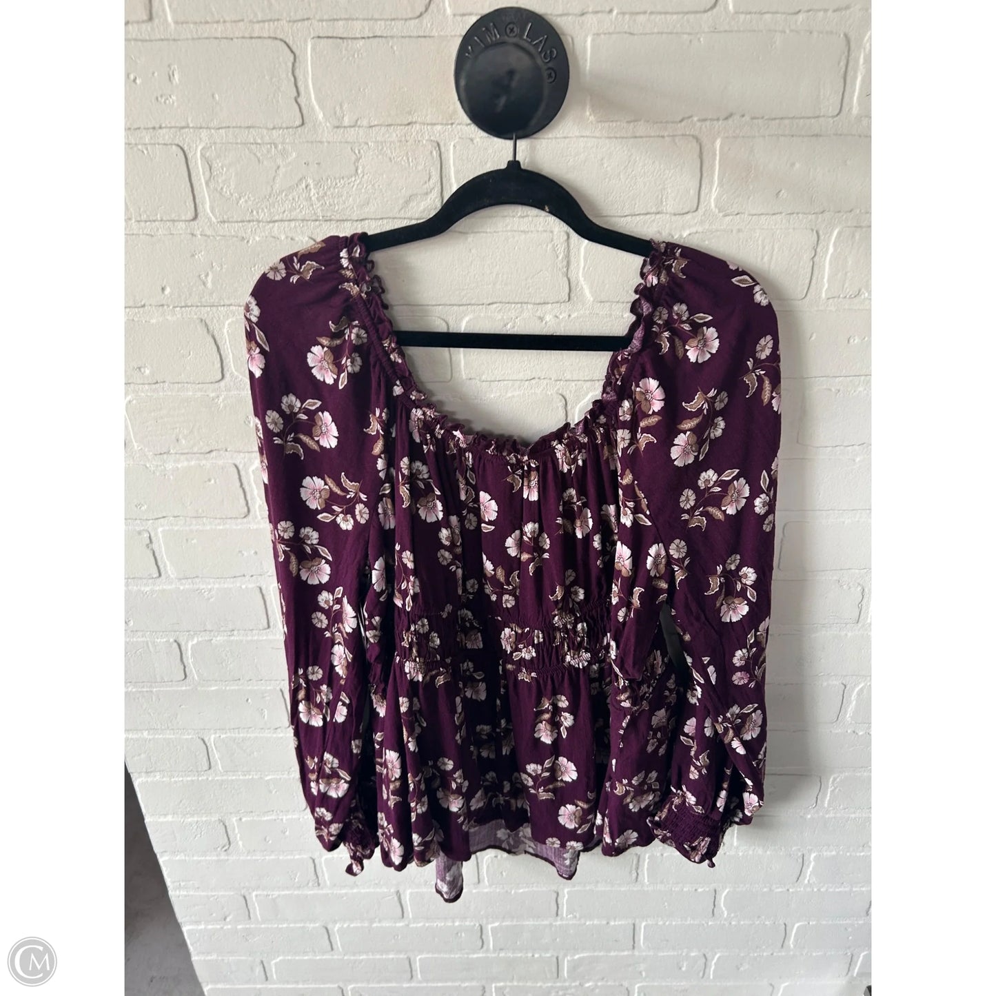 Top Long Sleeve By Torrid In Purple & Tan, Size: 2x