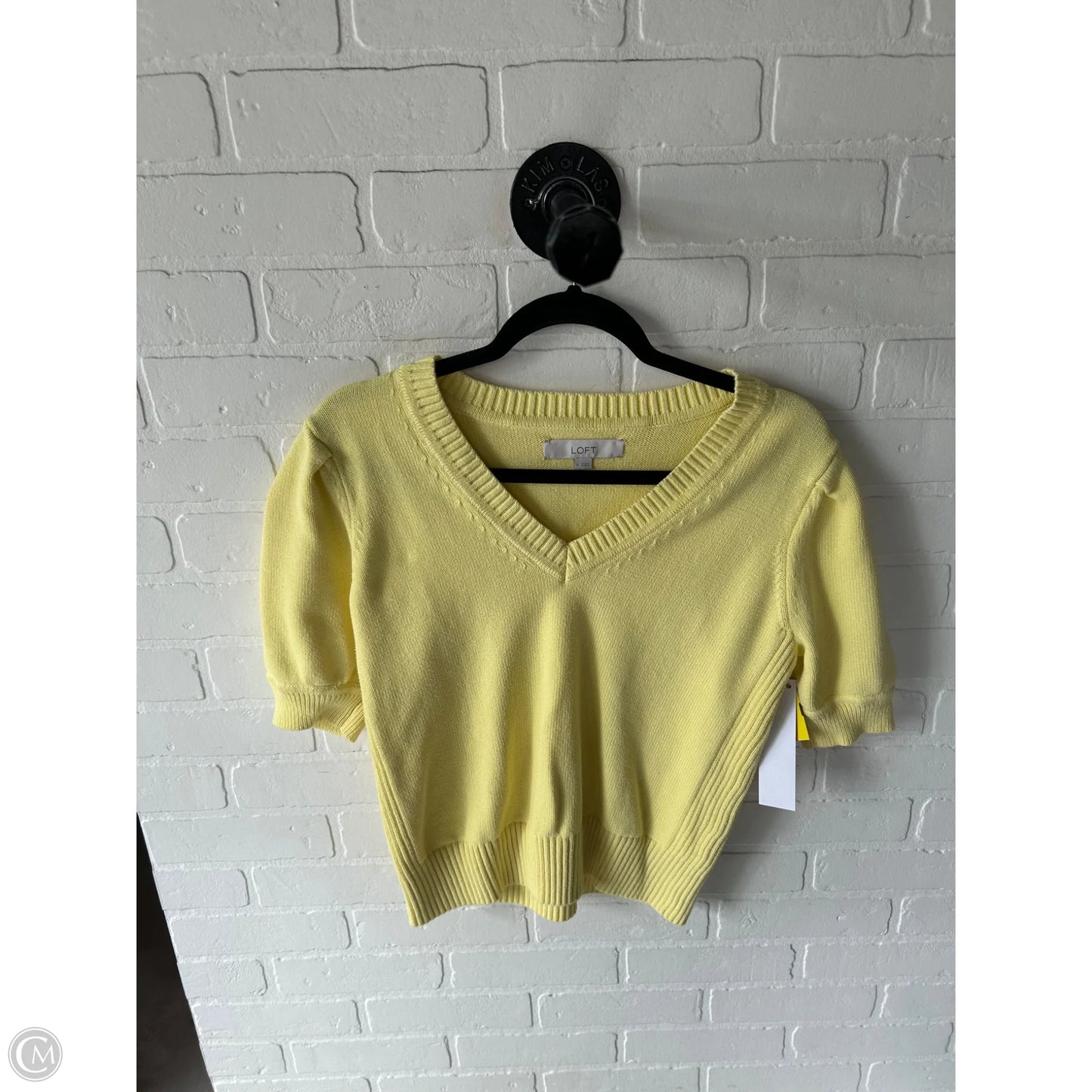 Sweater Short Sleeve By Loft In Yellow, Size: M
