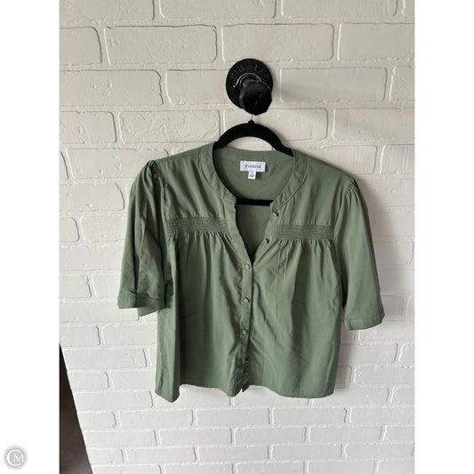 Top Short Sleeve By Evereve In Green & Grey, Size: S