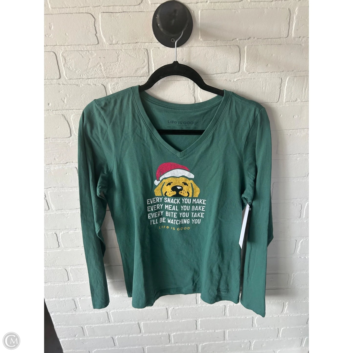 Top Long Sleeve Basic By Life Is Good In Green & Red, Size: S