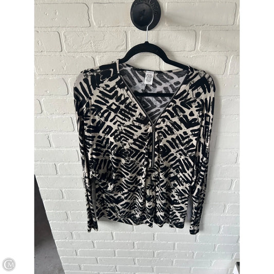 Top Long Sleeve By Cme In Black & Cream, Size: L