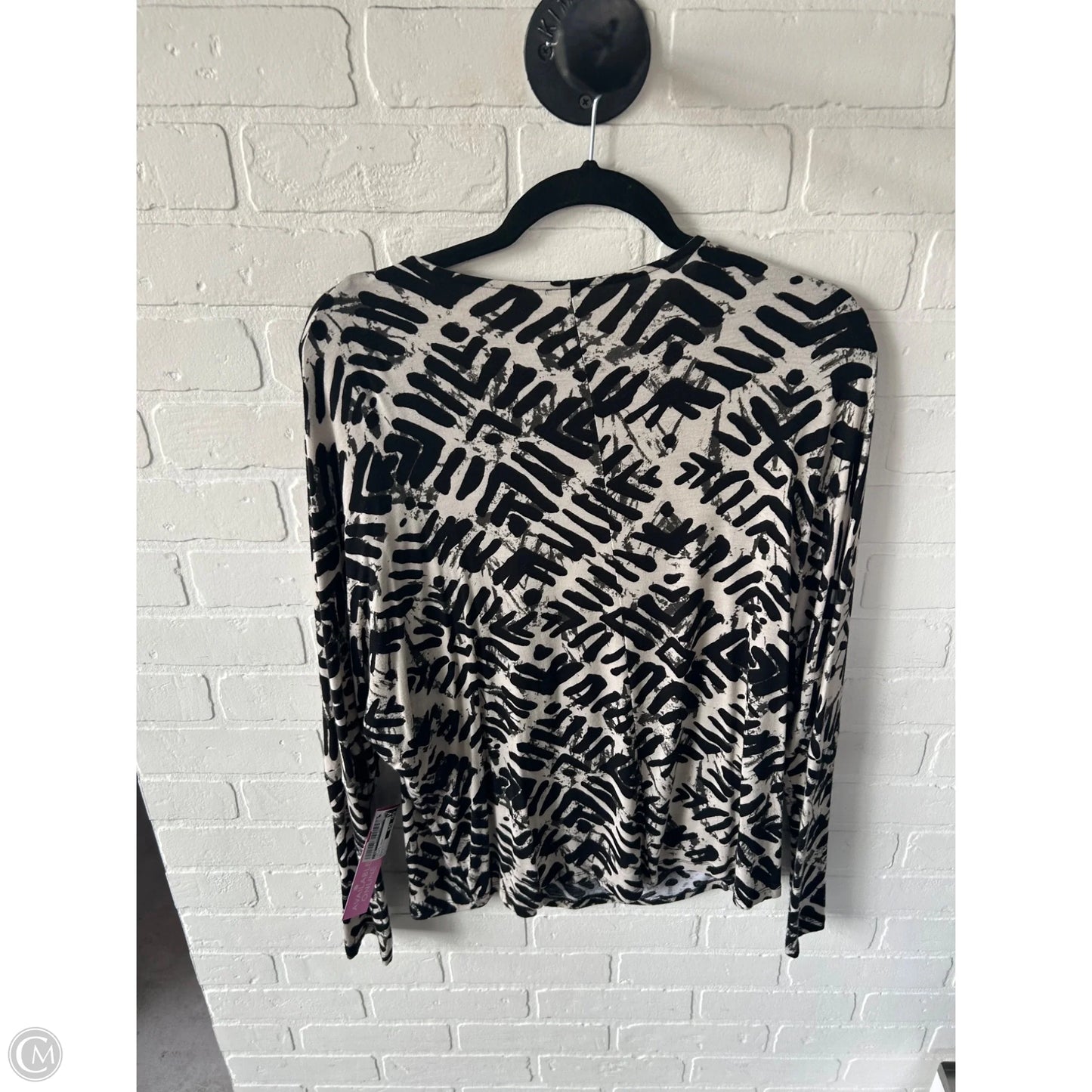 Top Long Sleeve By Cme In Black & Cream, Size: L