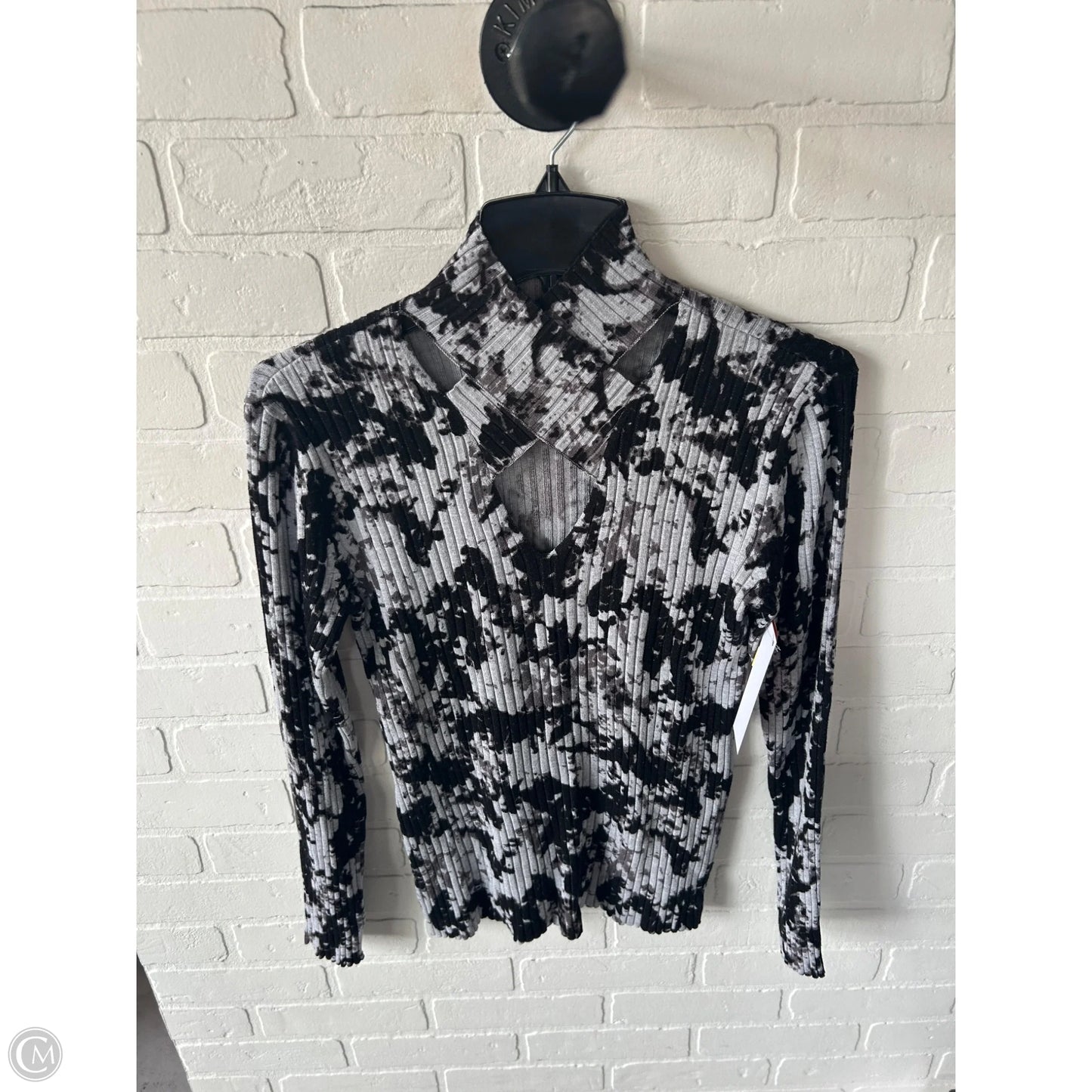 Top Long Sleeve By Rock And Republic In Black & Grey, Size: L