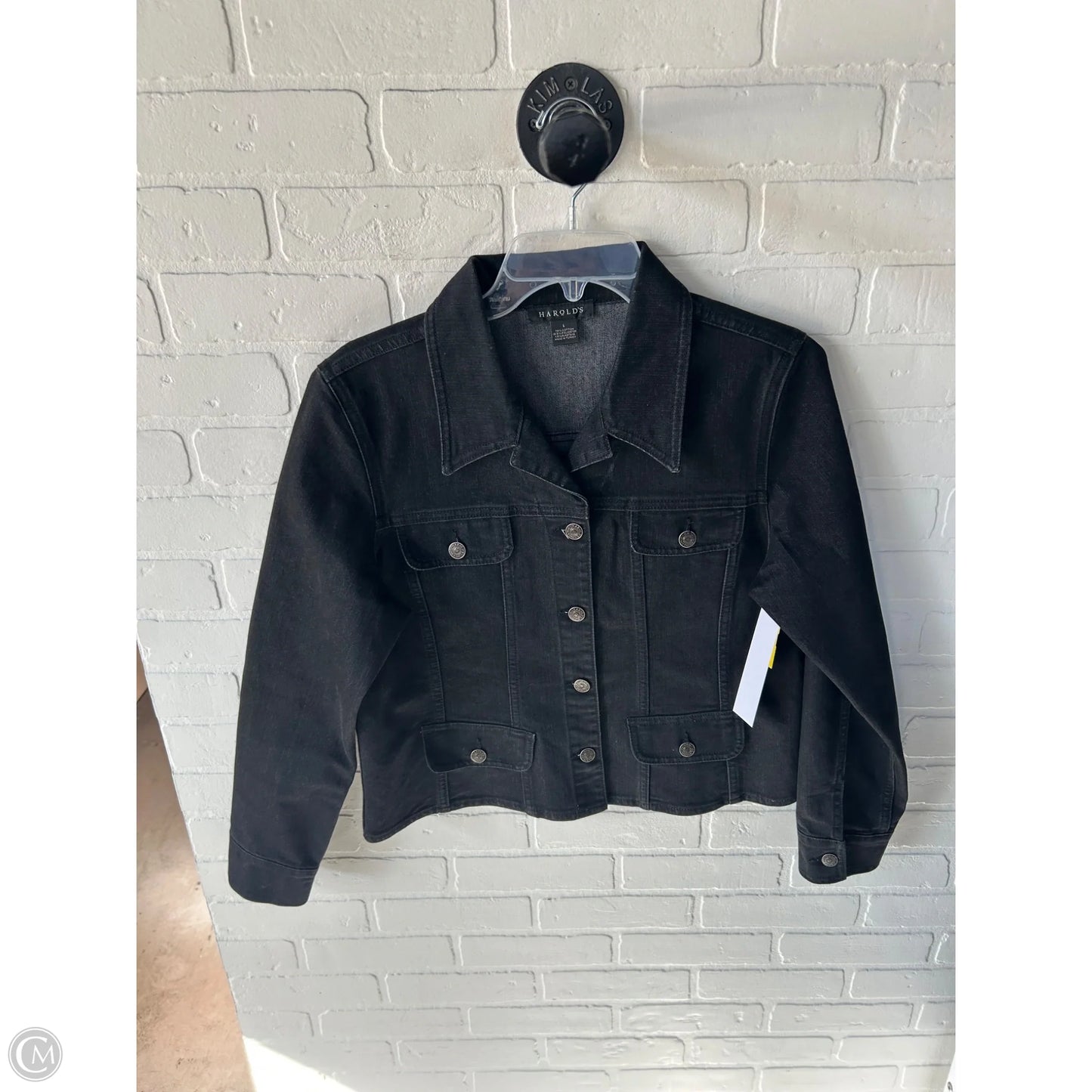 Jacket Denim By Harolds In Black Denim, Size: L