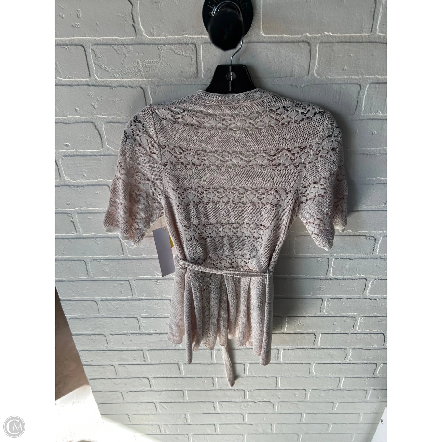 Sweater Cardigan By Knitted And Knotted In Tan & White, Size: S