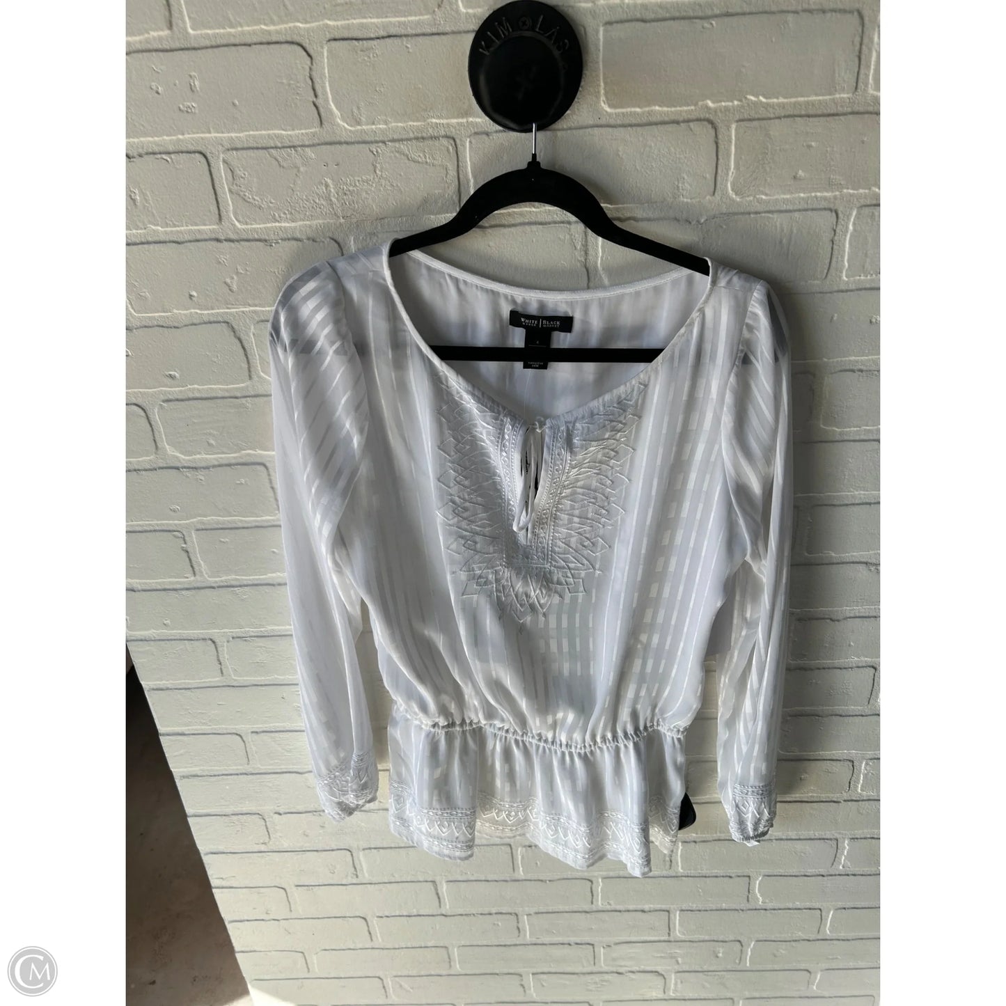 Blouse Long Sleeve By White House Black Market In White, Size: S