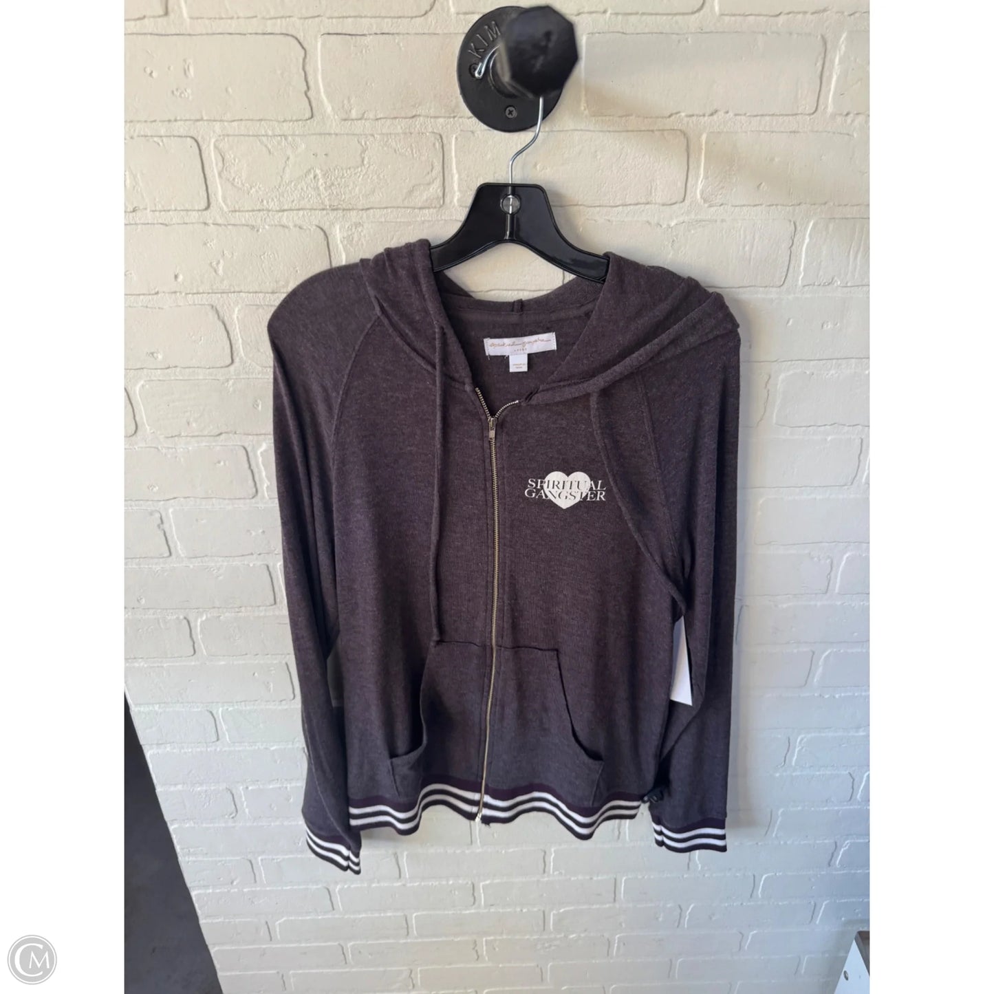 Sweatshirt Hoodie By Spiritual Gangster In Purple & White, Size: L