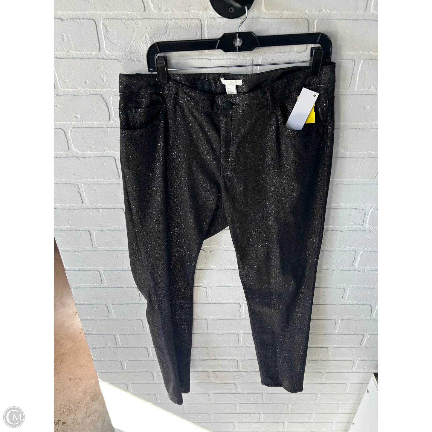 Jeans Skinny By H&m In Black & Silver, Size: 14