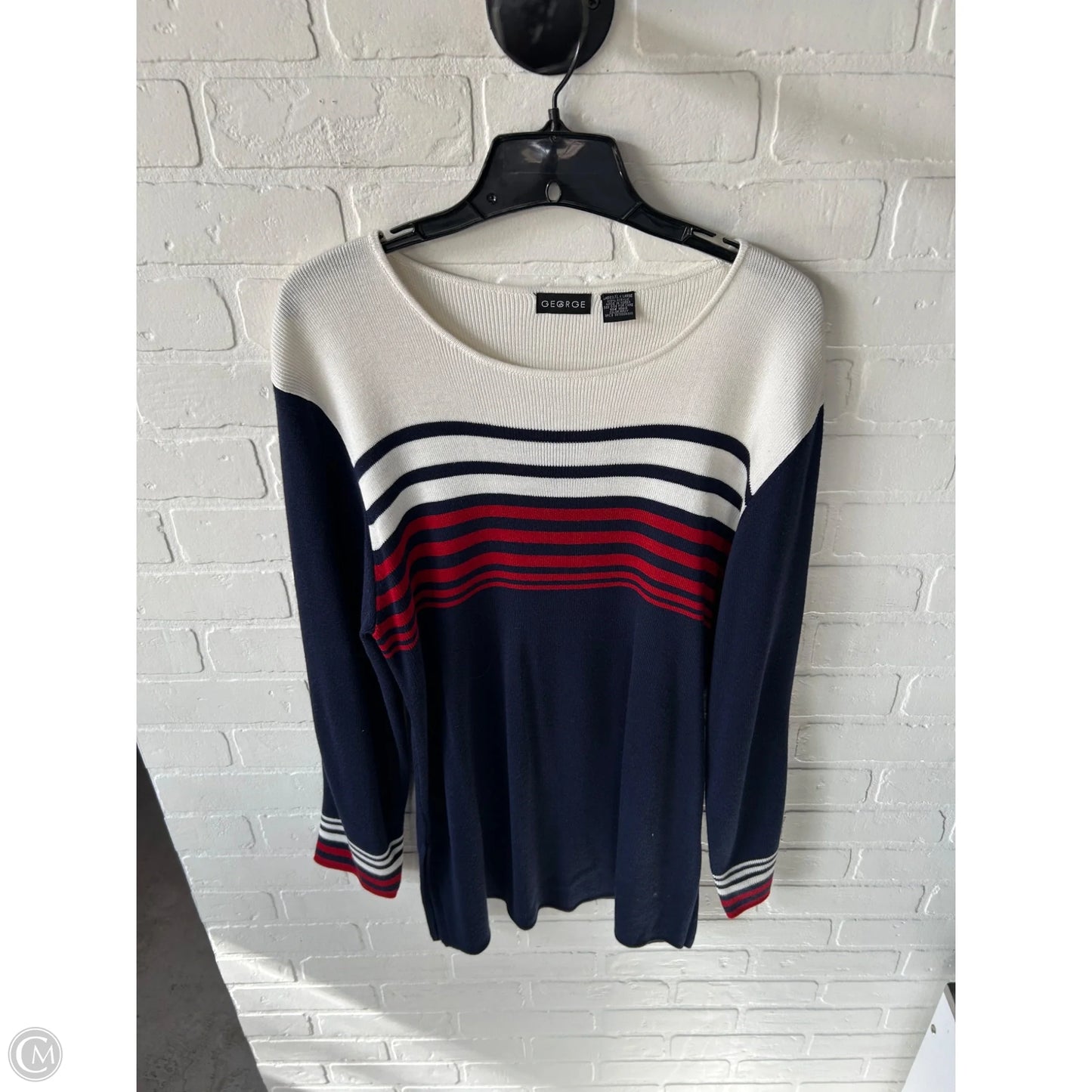 Sweater By George In Blue & Red & White, Size: Xl