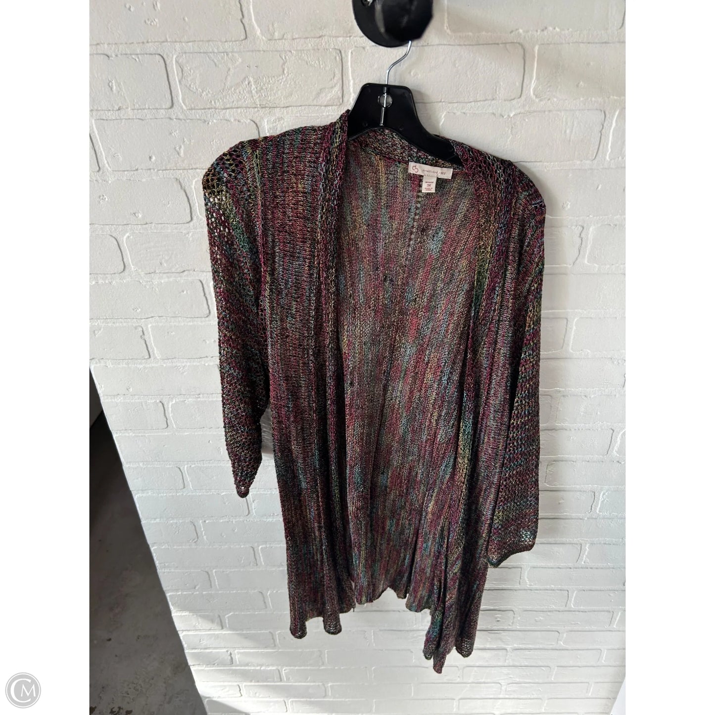 Cardigan By Dressbarn In Black & Pink, Size: 3x