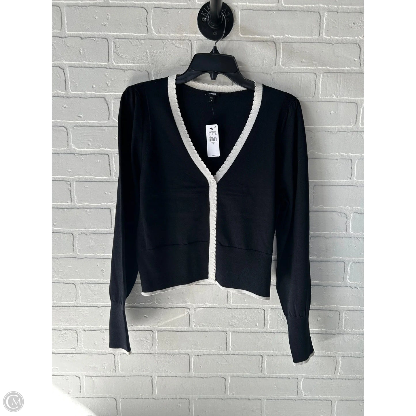 Sweater Cardigan By Express In Black & White, Size: M