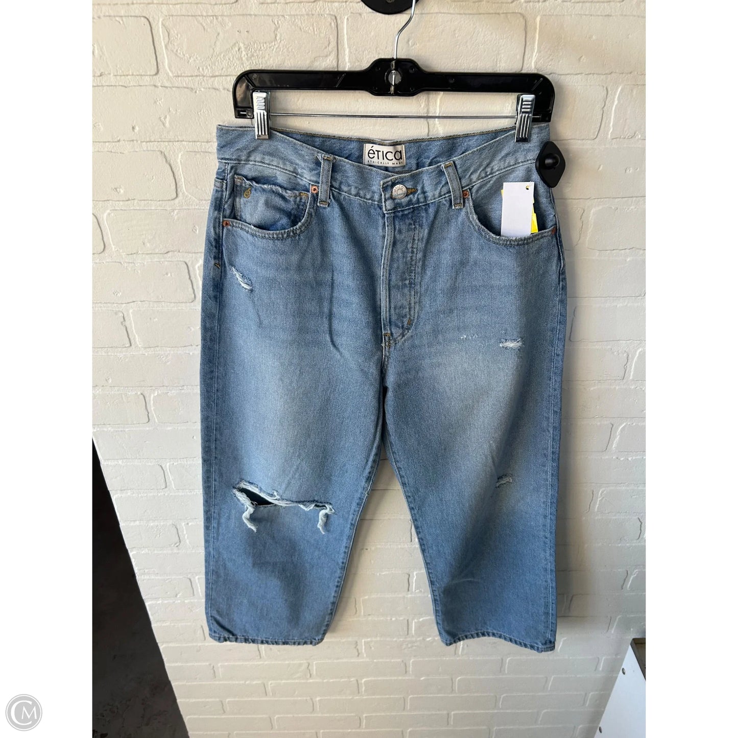 Jeans Cropped By Etica In Blue Denim, Size: 8