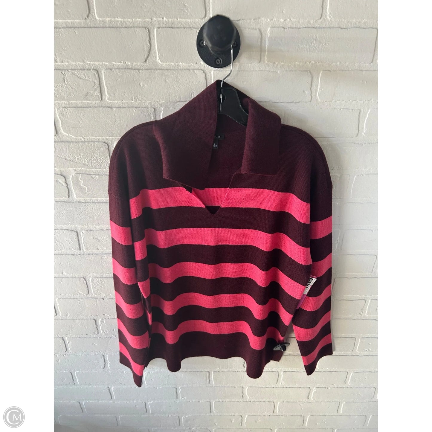 Sweater By Talbots In Brown & Pink, Size: L