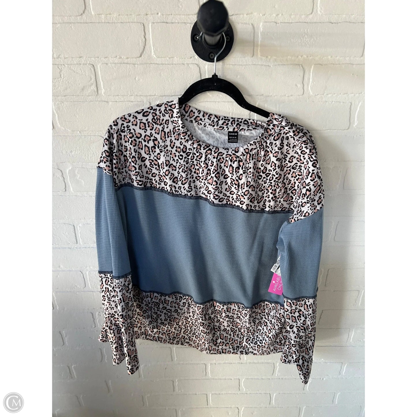 Top Long Sleeve By Shein In Blue & White, Size: L