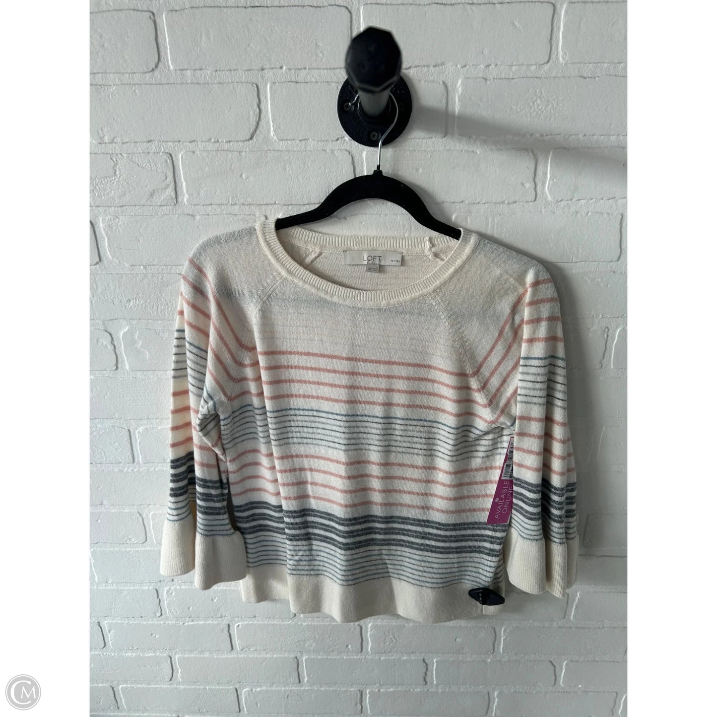 Sweater By Loft In Cream & Pink, Size: Xsp