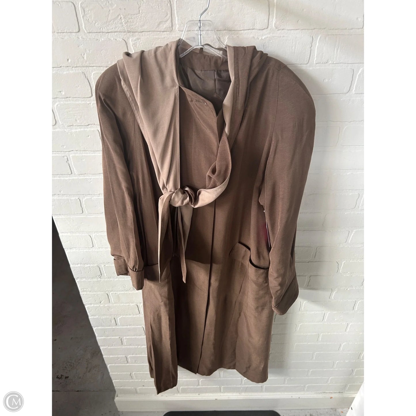 Coat Trench Coat By Jacqueline Ferrar In Brown & Tan, Size: M