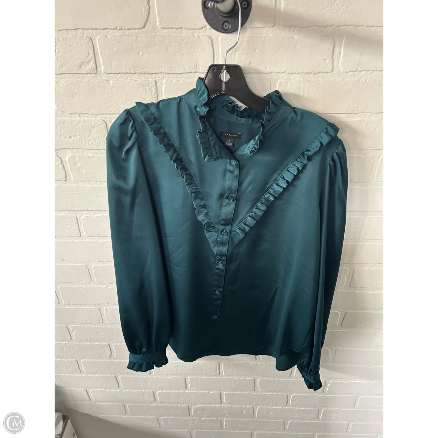 Top Long Sleeve By Ann Taylor In Green, Size: M
