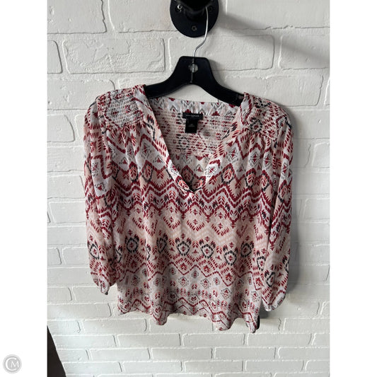Top 3/4 Sleeve By Ann Taylor In Red & White, Size: Xs