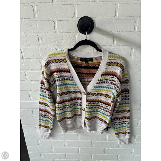 Sweater Cardigan By Clothes Mentor In Brown & White, Size: M