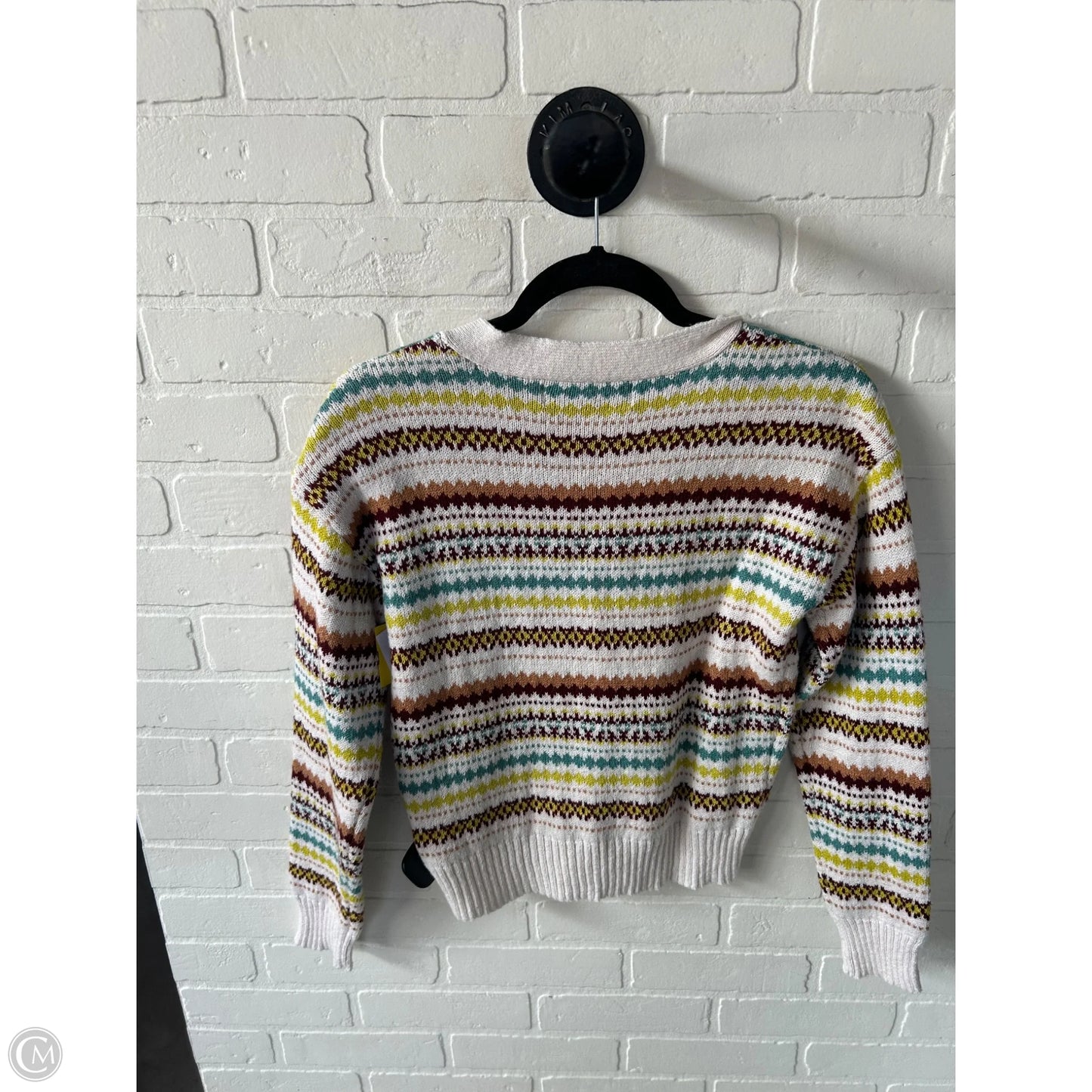 Sweater Cardigan By Clothes Mentor In Brown & White, Size: M