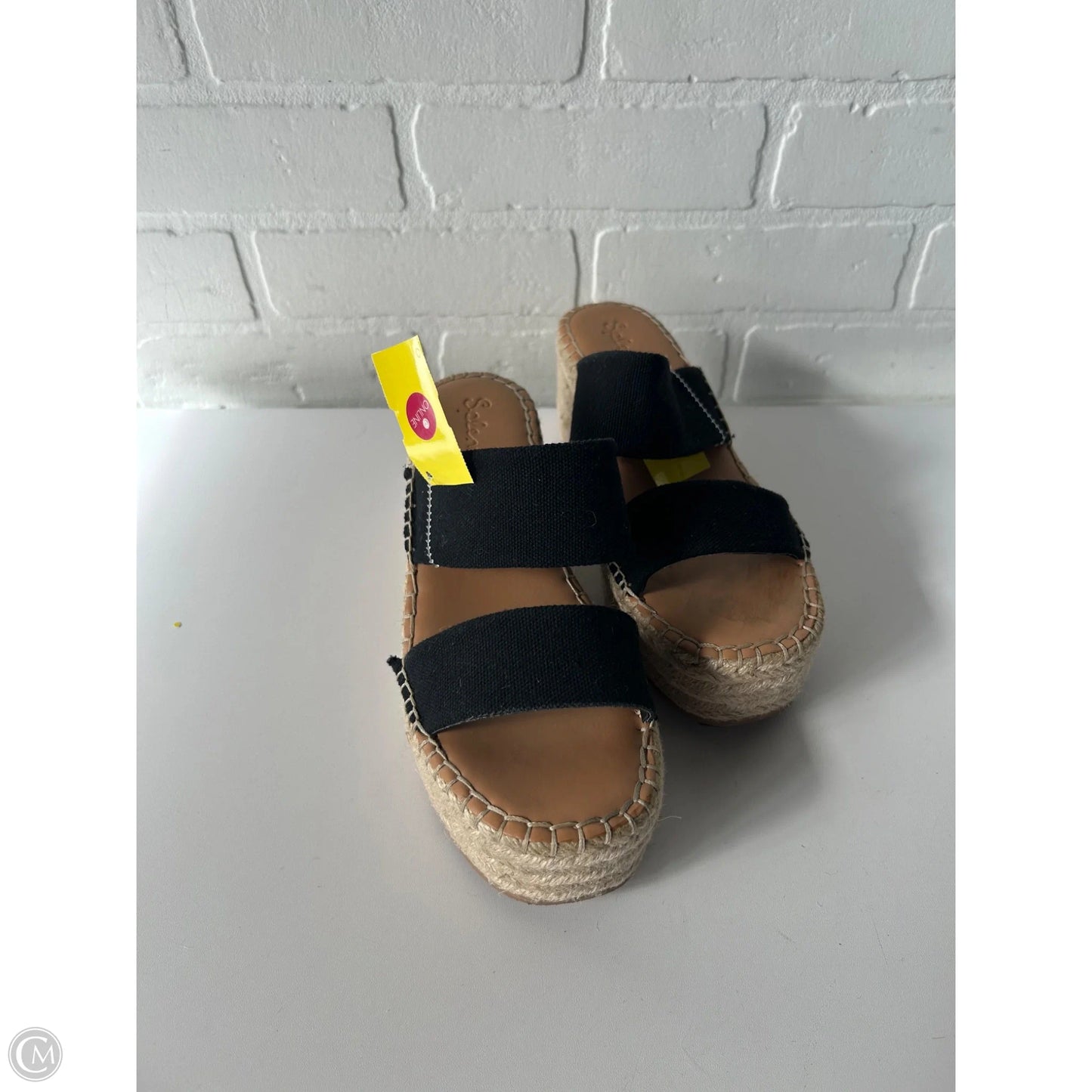 Sandals Heels Wedge By Splendid In Black & Tan, Size: 7