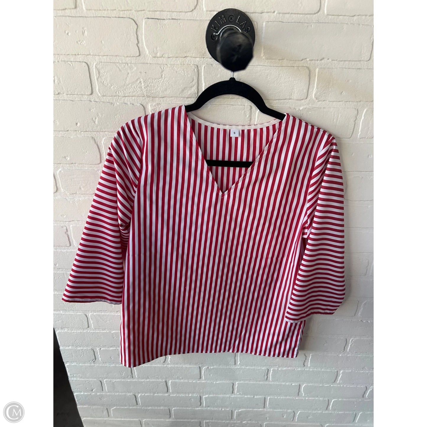 Top 3/4 Sleeve By Clothes Mentor In Red & White, Size: S