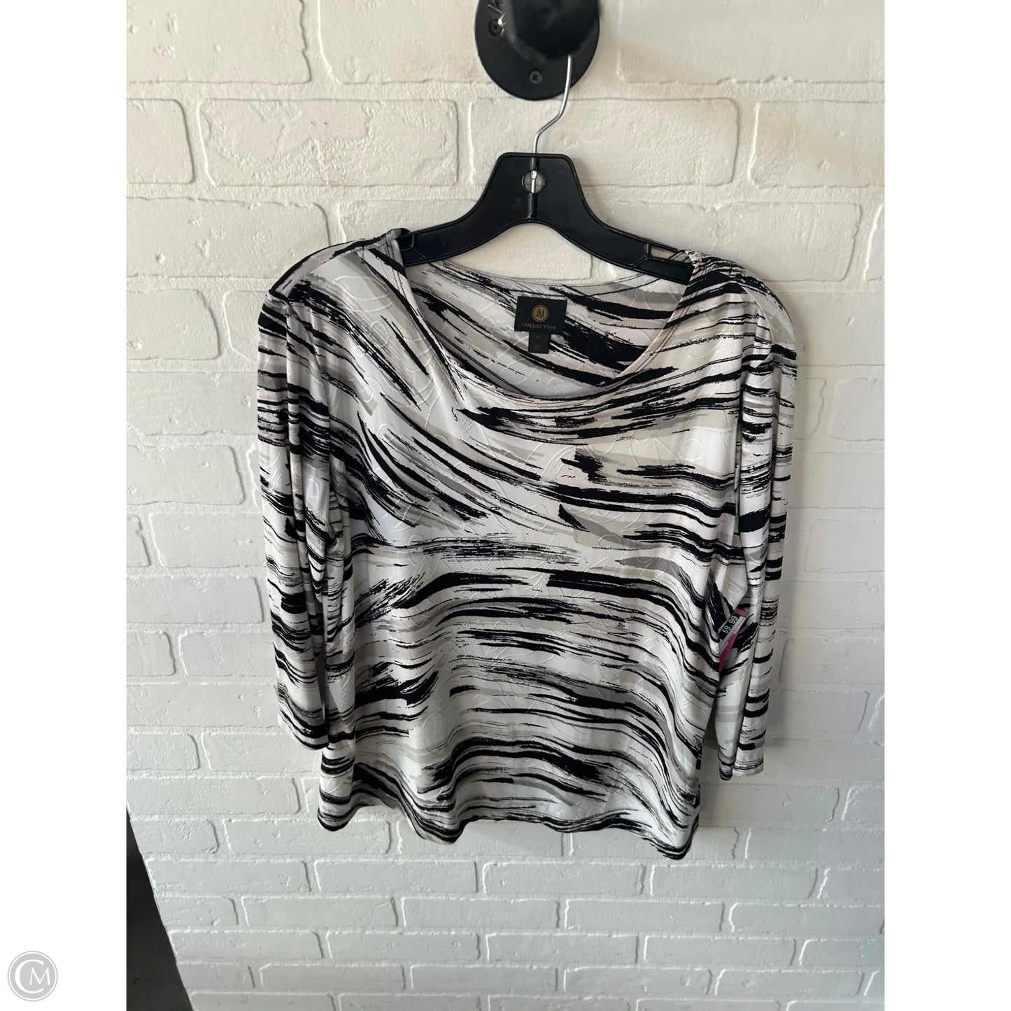 Top 3/4 Sleeve By Jm Collections In Black & White, Size: Lp