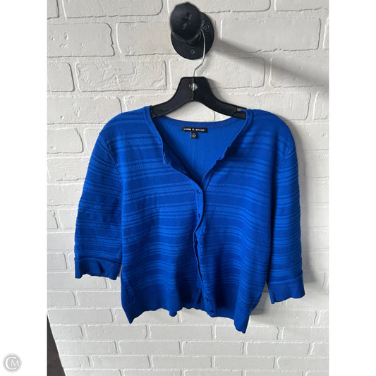 Sweater Cardigan By Cable And Gauge In Blue, Size: Xl