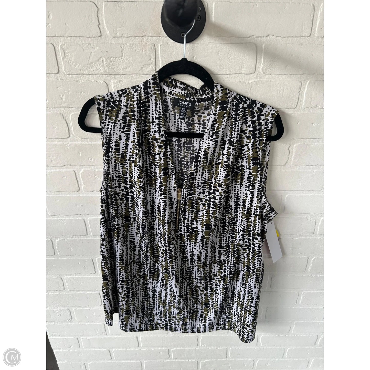 Top Sleeveless By Jones And Co In Black & Green, Size: Xl