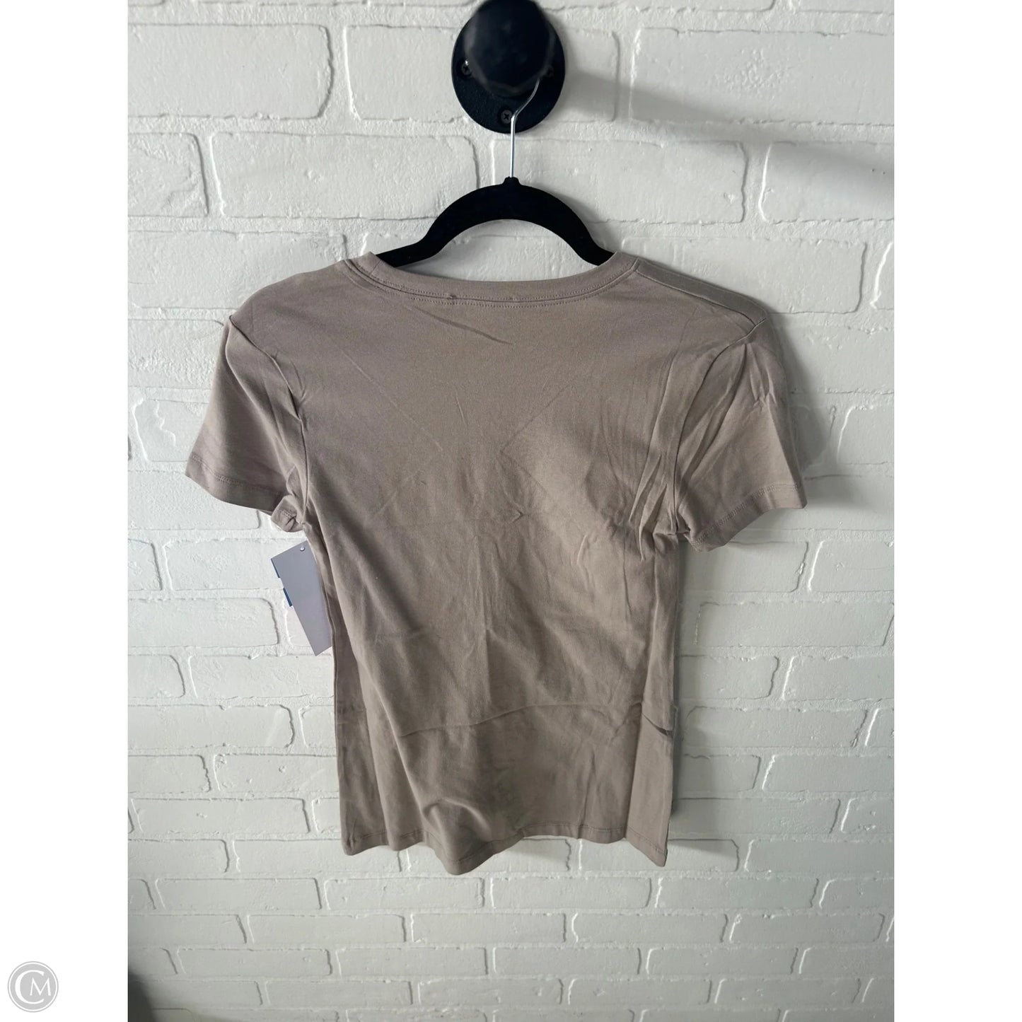 Top Short Sleeve Basic By Zenana In Tan, Size: M