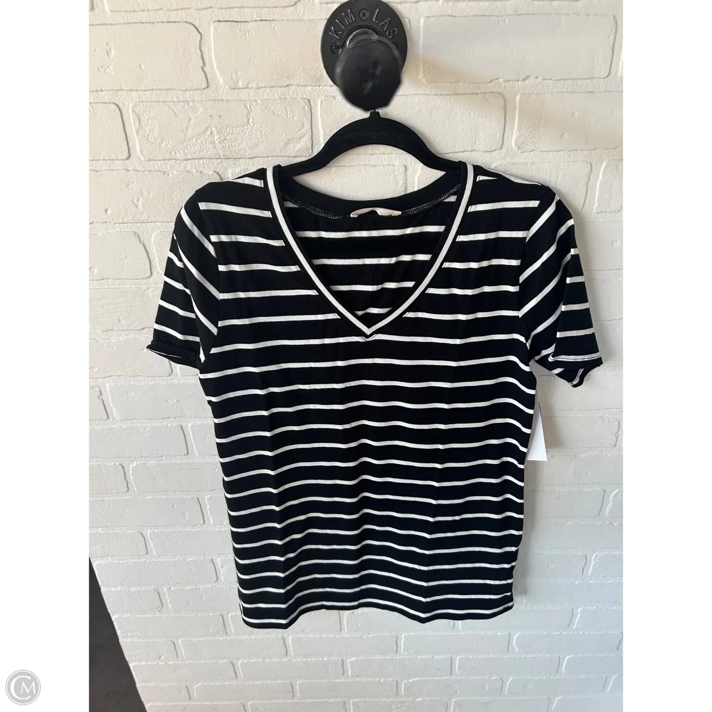 Top Short Sleeve Basic By Zenana In Black & White, Size: M