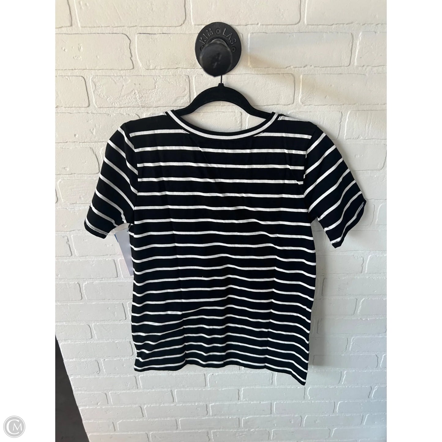 Top Short Sleeve Basic By Zenana In Black & White, Size: M