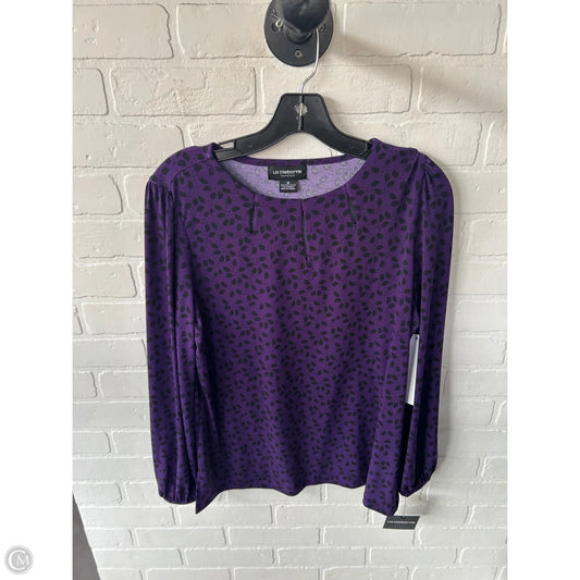 Top Long Sleeve By Liz Claiborne In Black & Purple, Size: M