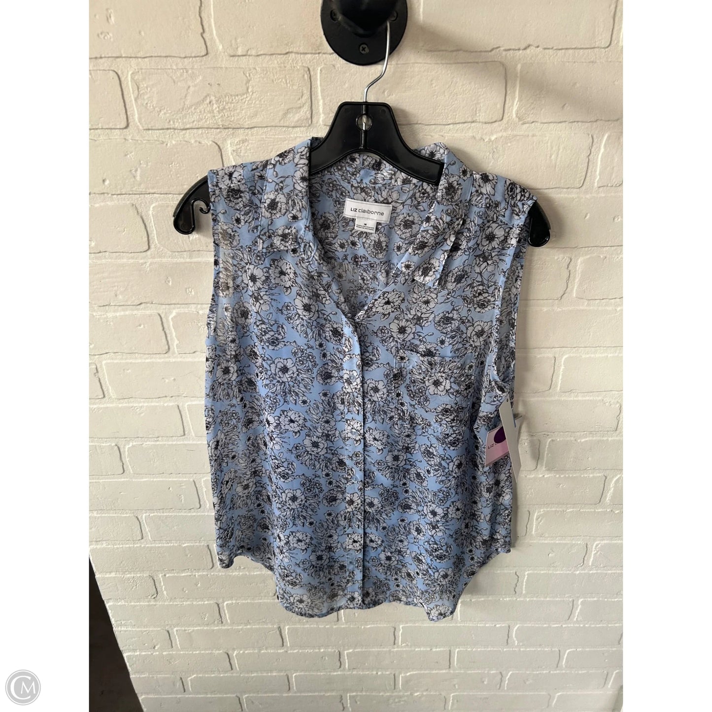 Top Sleeveless By Liz Claiborne In Blue & Grey, Size: M