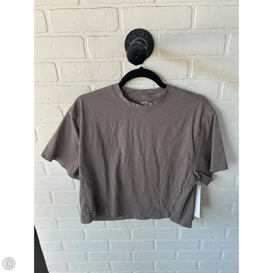 Athletic Top Short Sleeve By Ypb In Taupe, Size: M