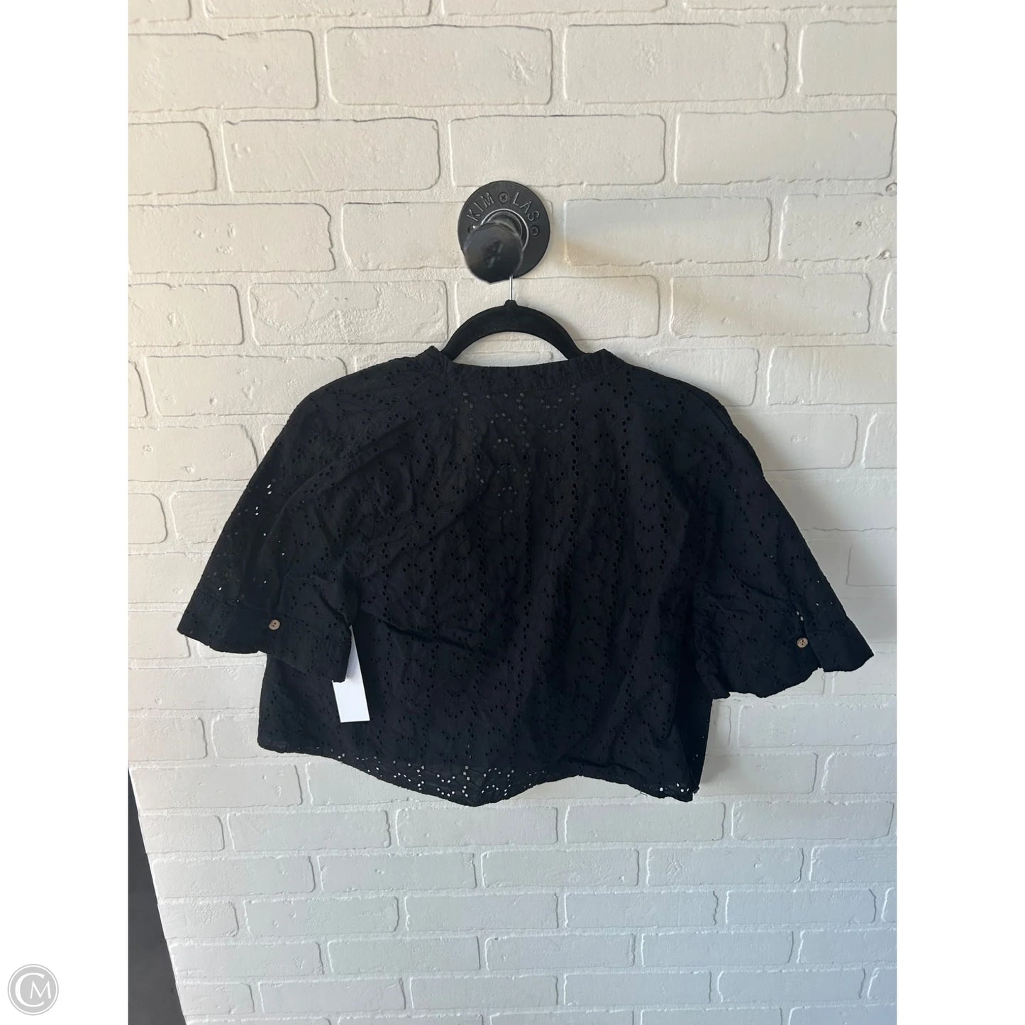 Blouse Short Sleeve By Zara In Black, Size: M