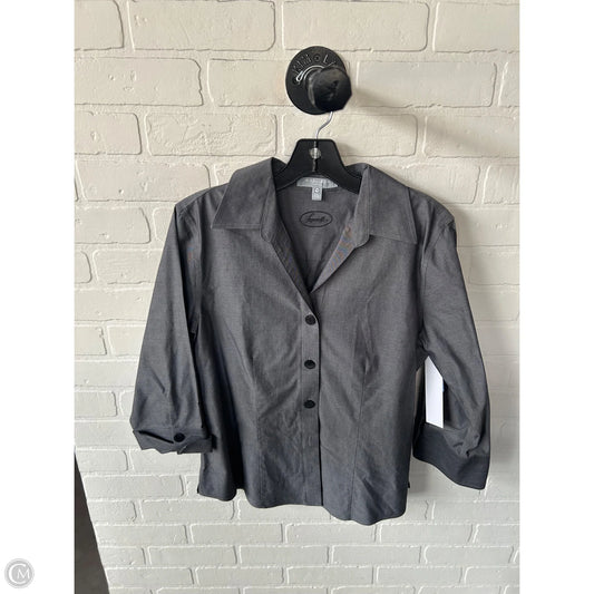 Blouse Long Sleeve By Foxcroft In Grey, Size: M