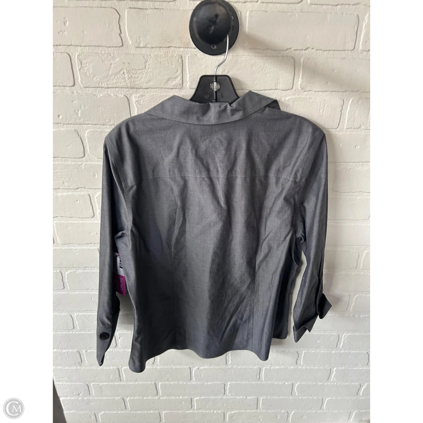 Blouse Long Sleeve By Foxcroft In Grey, Size: M