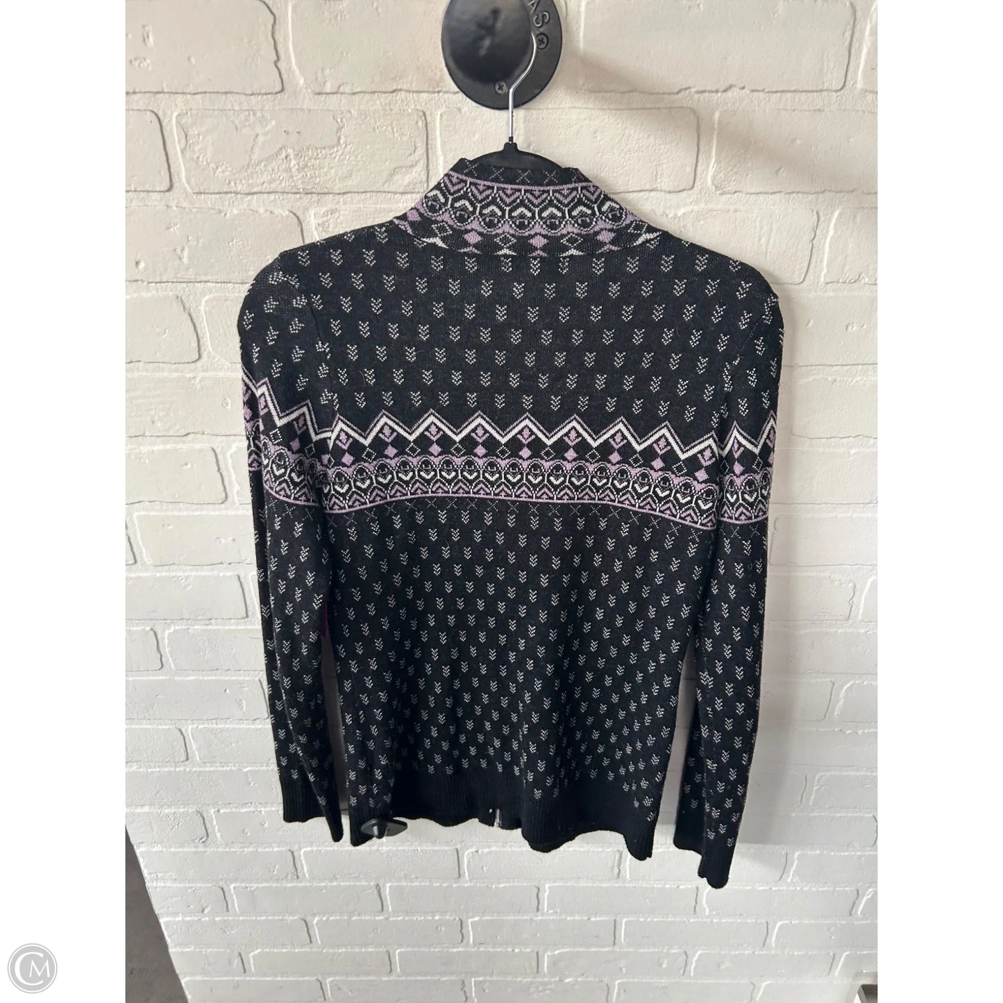 Sweater Cardigan By Cmb In Black & Purple, Size: M