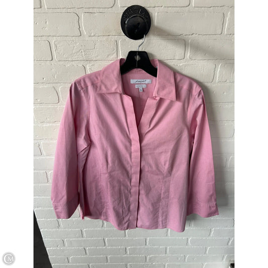 Blouse Long Sleeve By Foxcroft In Pink, Size: M