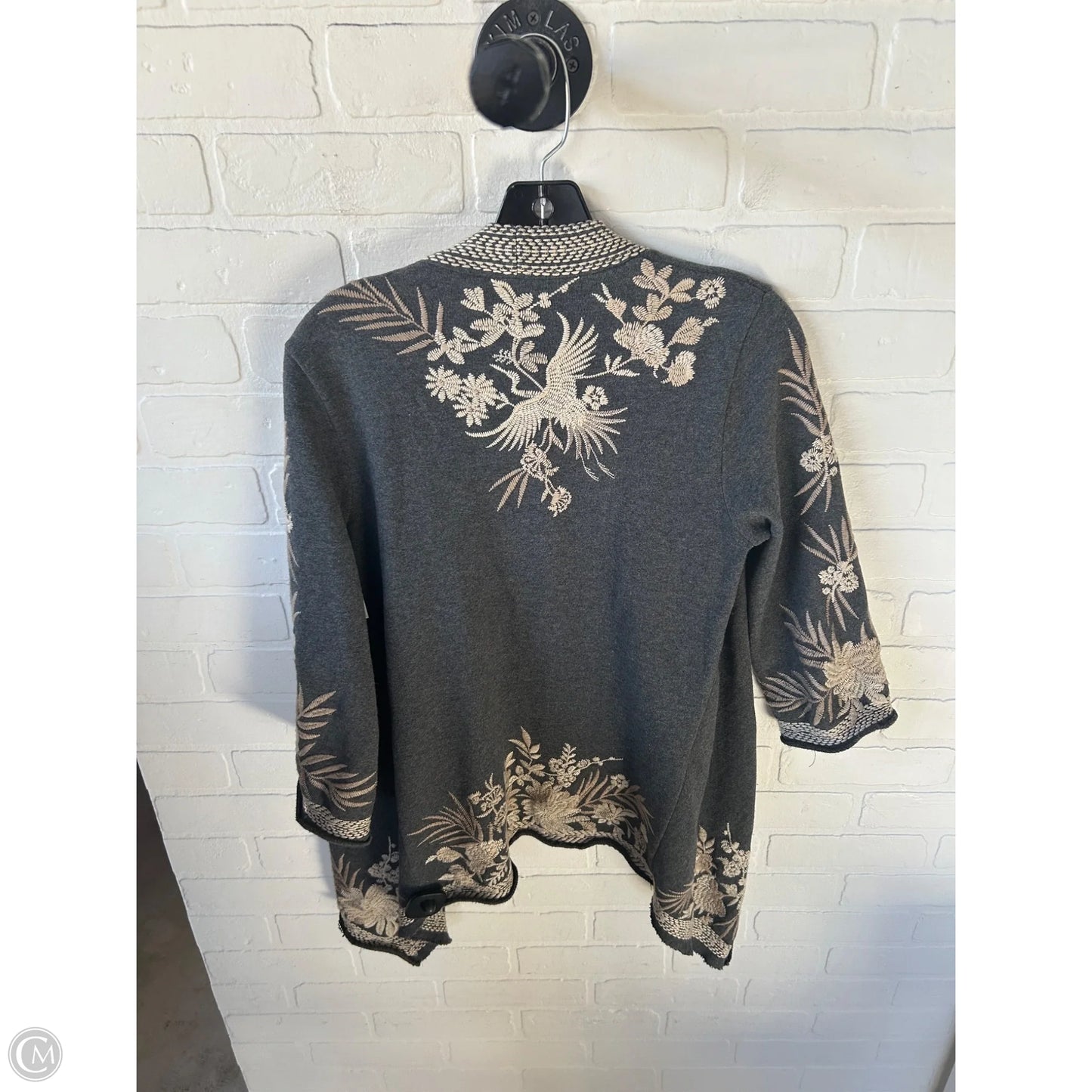 Kimono Designer By Johnny Was In Grey & Tan, Size: S