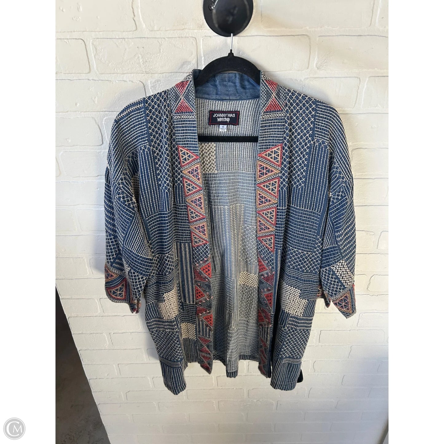 Kimono Designer By Johnny Was In Blue & Red, Size: Xs