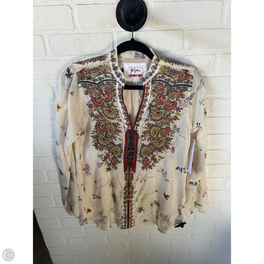 Tunic Designer By Johnny Was In Cream & Grey, Size: Xs
