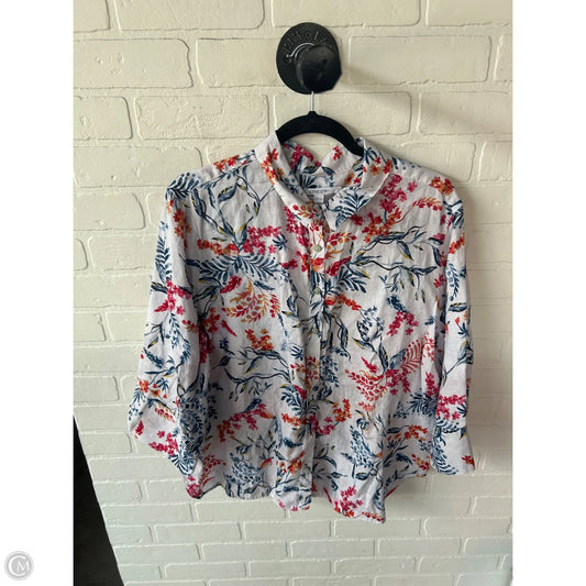 Top Long Sleeve By Chicos In Blue & White, Size: 1x