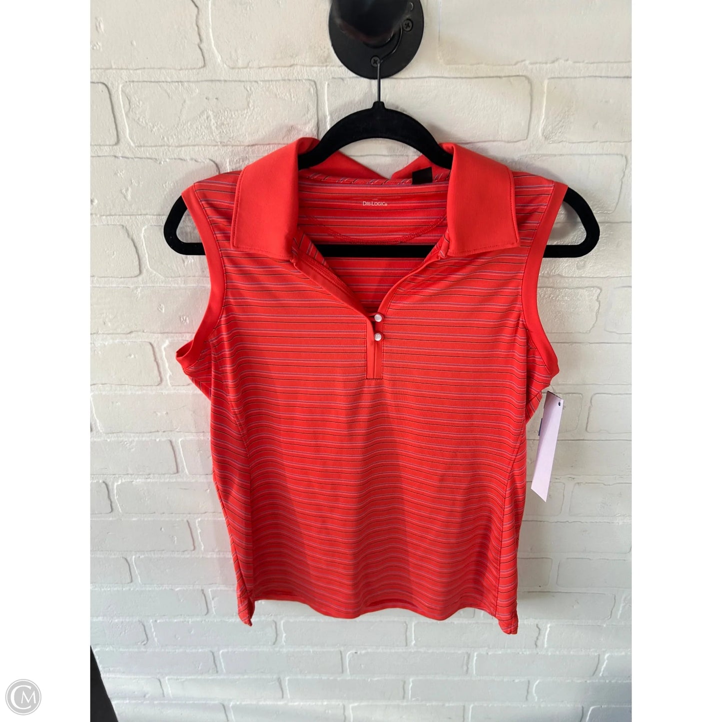 Athletic Top Short Sleeve By Cmc In Orange & White, Size: M