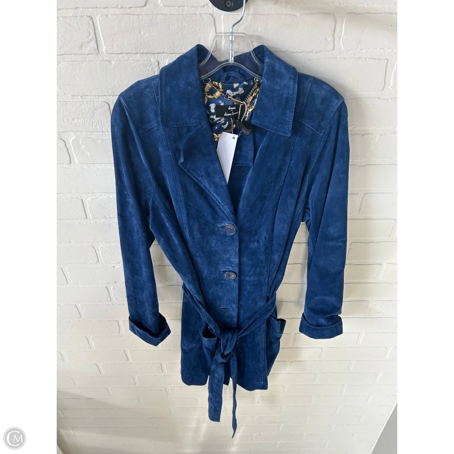 Jacket Leather By Dennis Basso Qvc In Blue, Size: M