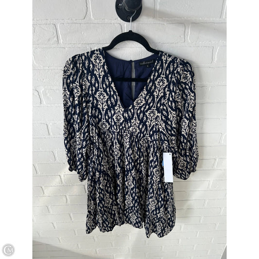 Tunic 3/4 Sleeve By Wishlist In Blue & Cream, Size: S